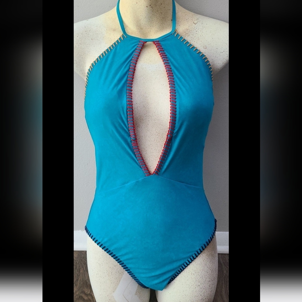 Nanette Lepore Teal and Red One-Piece Swimsuit
